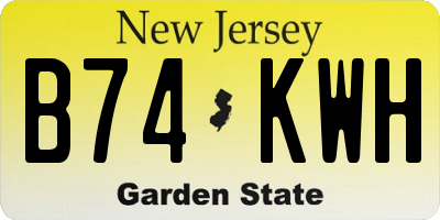 NJ license plate B74KWH