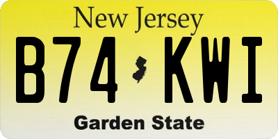 NJ license plate B74KWI