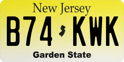 NJ license plate B74KWK
