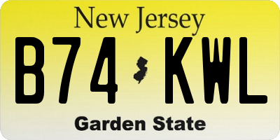 NJ license plate B74KWL