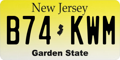 NJ license plate B74KWM