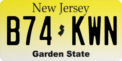 NJ license plate B74KWN