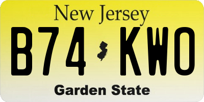 NJ license plate B74KWO