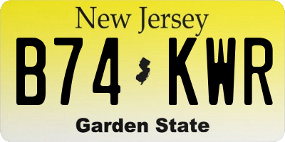 NJ license plate B74KWR