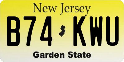 NJ license plate B74KWU