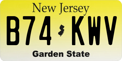NJ license plate B74KWV