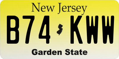 NJ license plate B74KWW