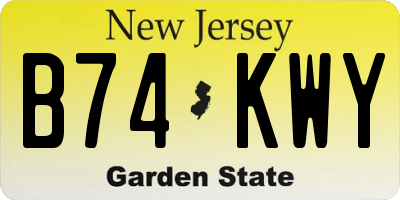 NJ license plate B74KWY