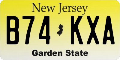 NJ license plate B74KXA