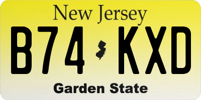 NJ license plate B74KXD