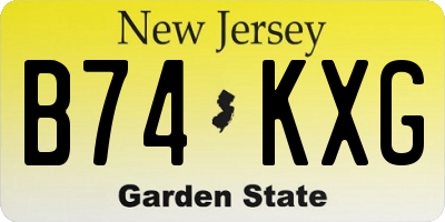 NJ license plate B74KXG