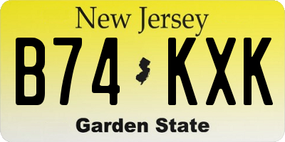 NJ license plate B74KXK