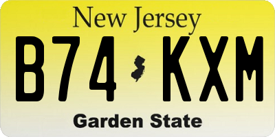 NJ license plate B74KXM