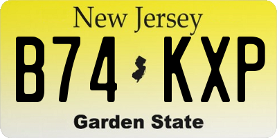 NJ license plate B74KXP