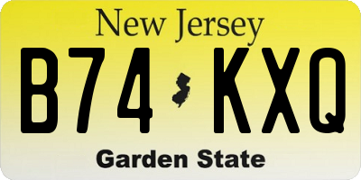 NJ license plate B74KXQ