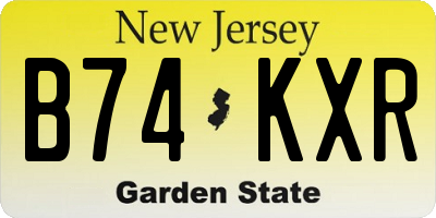 NJ license plate B74KXR