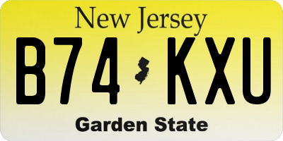 NJ license plate B74KXU