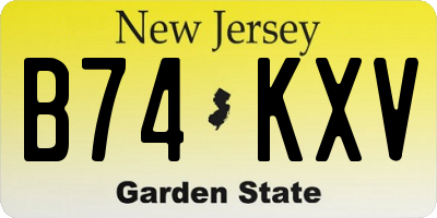 NJ license plate B74KXV