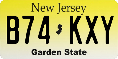 NJ license plate B74KXY