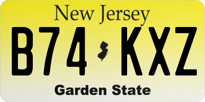 NJ license plate B74KXZ