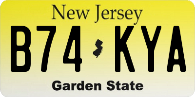 NJ license plate B74KYA