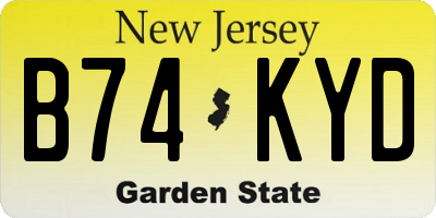NJ license plate B74KYD