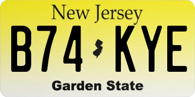 NJ license plate B74KYE
