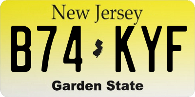 NJ license plate B74KYF