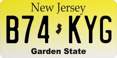 NJ license plate B74KYG