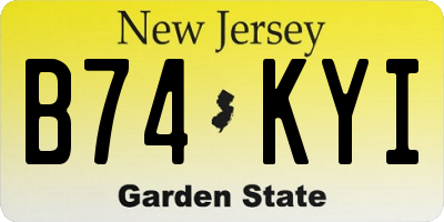 NJ license plate B74KYI