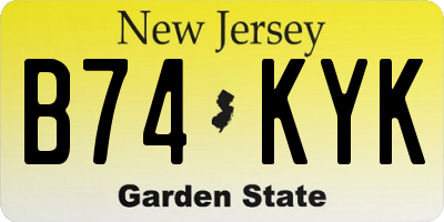 NJ license plate B74KYK