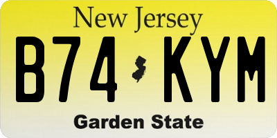 NJ license plate B74KYM