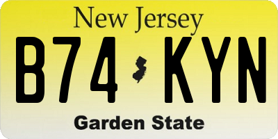 NJ license plate B74KYN