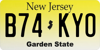 NJ license plate B74KYO