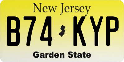 NJ license plate B74KYP