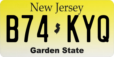 NJ license plate B74KYQ