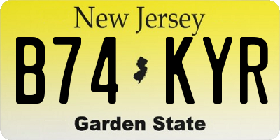 NJ license plate B74KYR