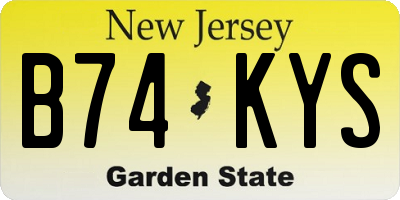 NJ license plate B74KYS