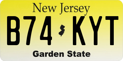 NJ license plate B74KYT