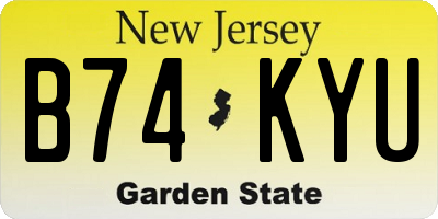 NJ license plate B74KYU