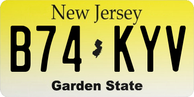 NJ license plate B74KYV