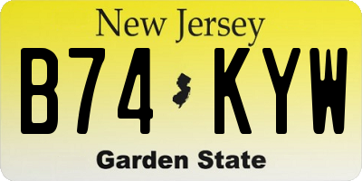 NJ license plate B74KYW