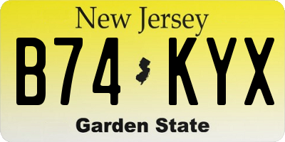 NJ license plate B74KYX