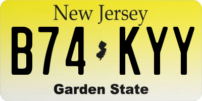 NJ license plate B74KYY