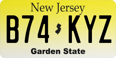 NJ license plate B74KYZ