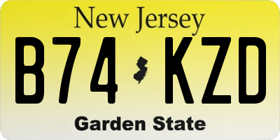 NJ license plate B74KZD