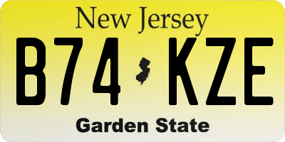 NJ license plate B74KZE