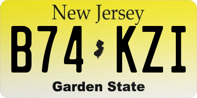 NJ license plate B74KZI