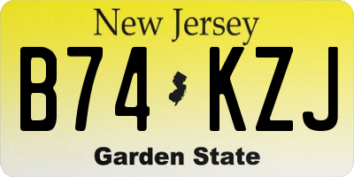 NJ license plate B74KZJ