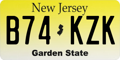 NJ license plate B74KZK